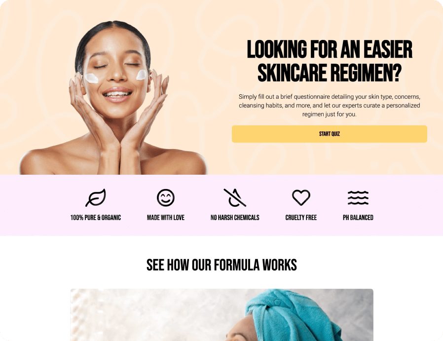 Skin Quiz Landing Page