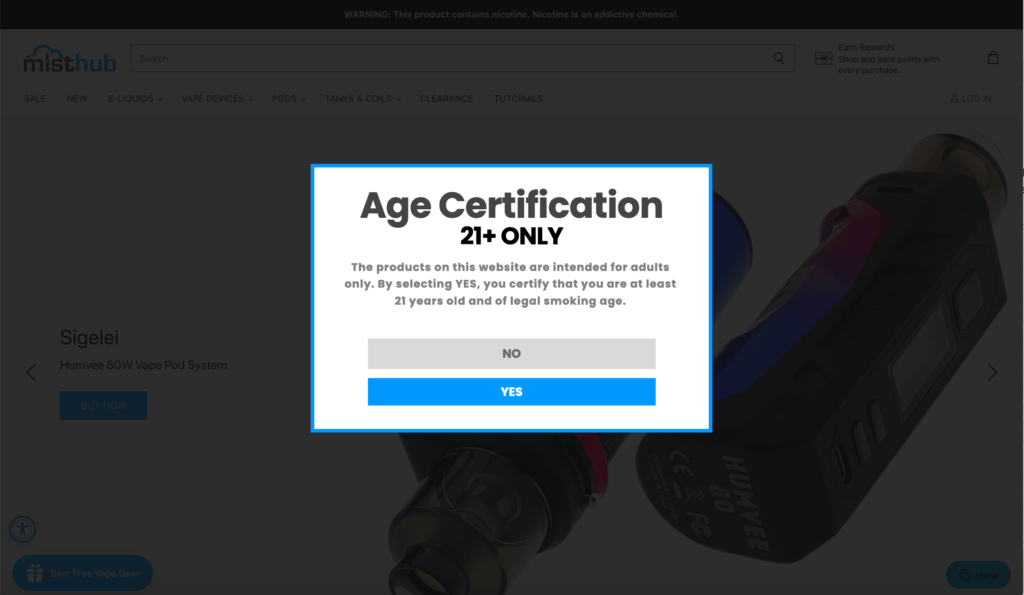 AGE VERIFICATION MISTHUB