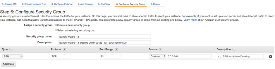 Configure Security Group